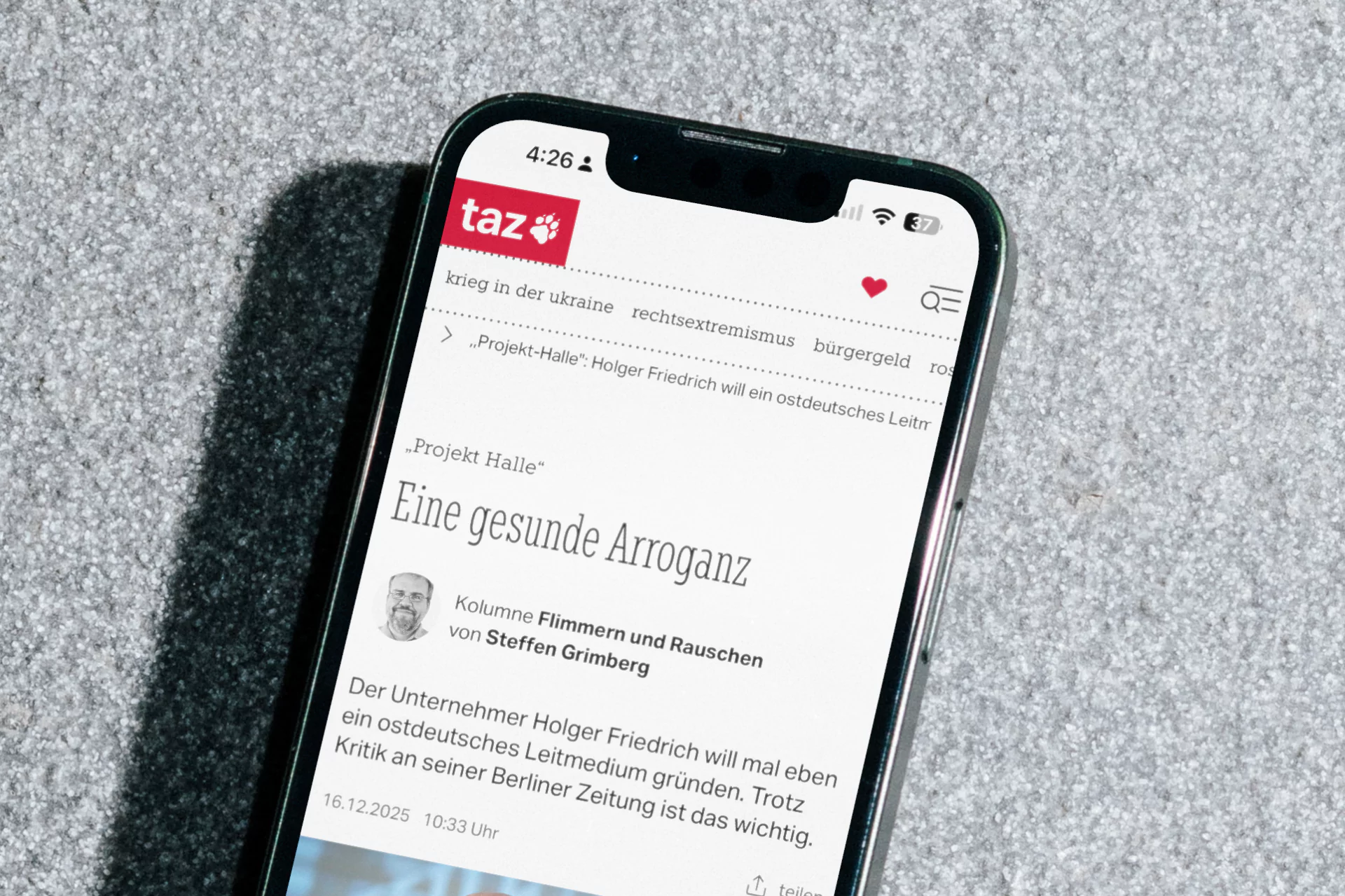 Die TAZ berichtet erneut